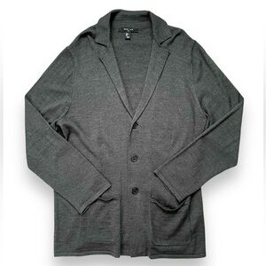 Mark Law Luxury Gray Wool Button Front Cardigan